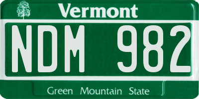 VT license plate NDM982