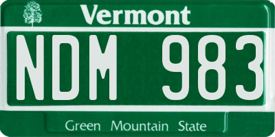 VT license plate NDM983