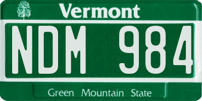 VT license plate NDM984