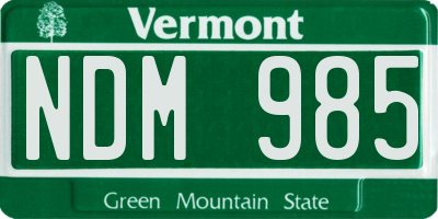 VT license plate NDM985