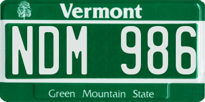 VT license plate NDM986