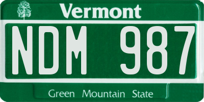 VT license plate NDM987