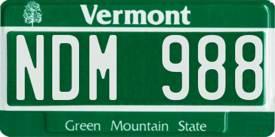 VT license plate NDM988