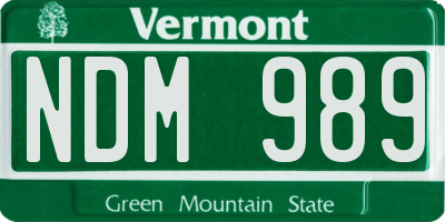 VT license plate NDM989