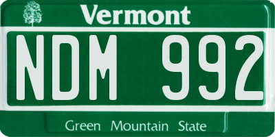 VT license plate NDM992