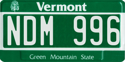 VT license plate NDM996
