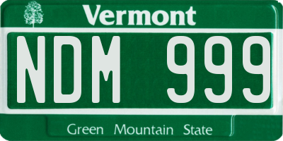 VT license plate NDM999