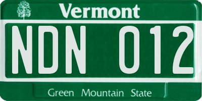 VT license plate NDN012
