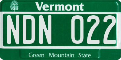 VT license plate NDN022
