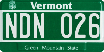 VT license plate NDN026