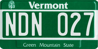 VT license plate NDN027