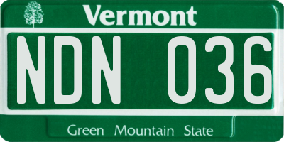 VT license plate NDN036