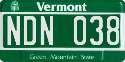 VT license plate NDN038