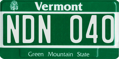 VT license plate NDN040