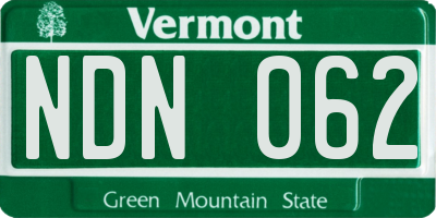 VT license plate NDN062