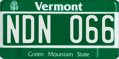 VT license plate NDN066