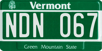 VT license plate NDN067