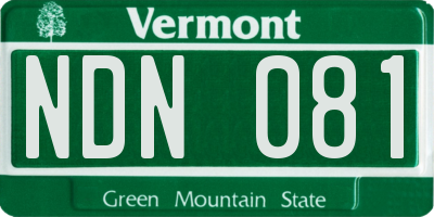 VT license plate NDN081