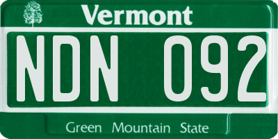 VT license plate NDN092