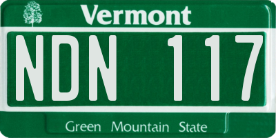 VT license plate NDN117