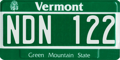 VT license plate NDN122
