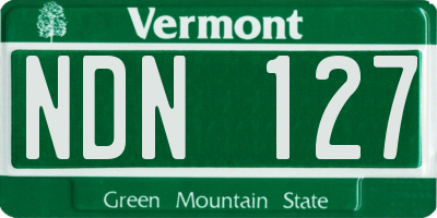 VT license plate NDN127