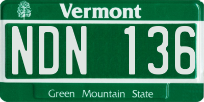 VT license plate NDN136