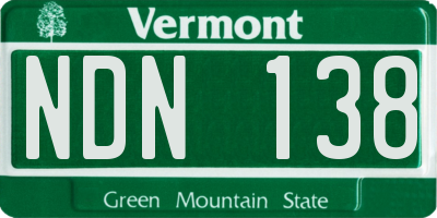 VT license plate NDN138