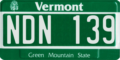 VT license plate NDN139