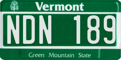VT license plate NDN189