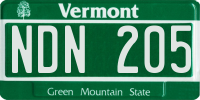 VT license plate NDN205