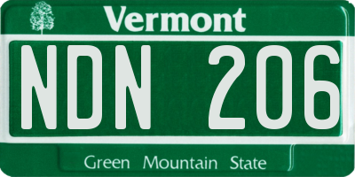 VT license plate NDN206
