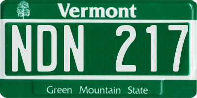 VT license plate NDN217