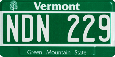 VT license plate NDN229