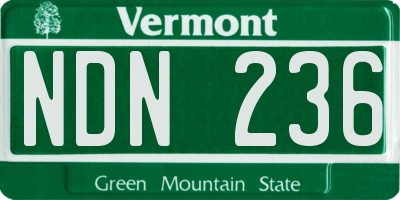 VT license plate NDN236