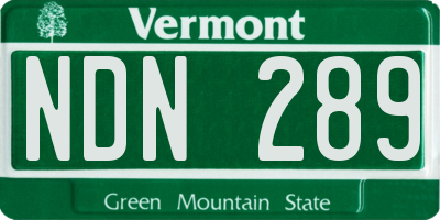 VT license plate NDN289