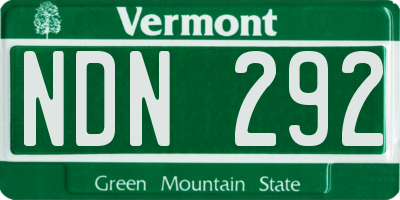 VT license plate NDN292