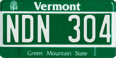 VT license plate NDN304