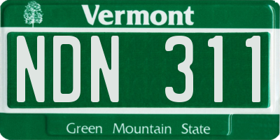 VT license plate NDN311