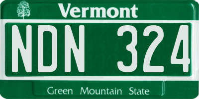 VT license plate NDN324
