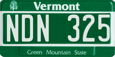 VT license plate NDN325