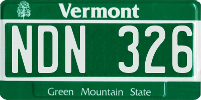 VT license plate NDN326
