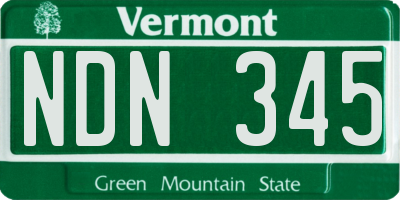 VT license plate NDN345