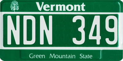 VT license plate NDN349