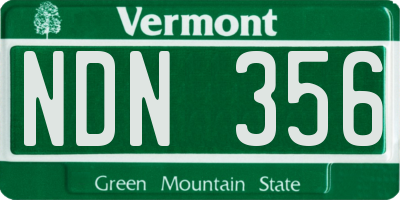 VT license plate NDN356