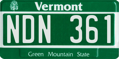 VT license plate NDN361