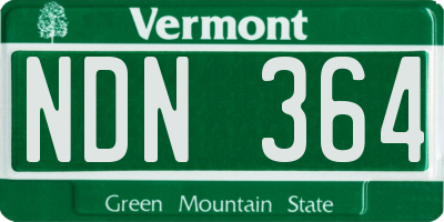 VT license plate NDN364