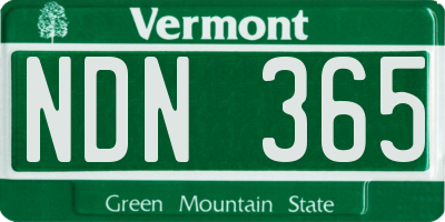 VT license plate NDN365