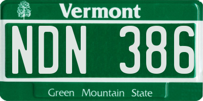 VT license plate NDN386