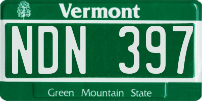 VT license plate NDN397